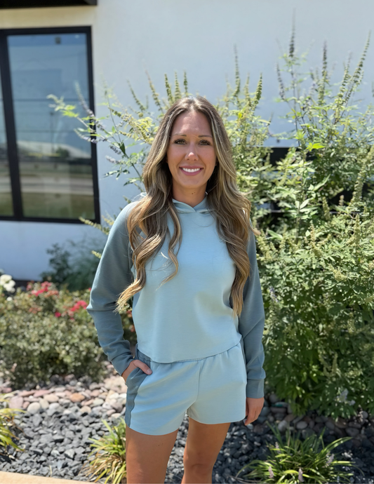 Rhone Apparel DreamGlow Color Block Hoodie - Green Smoke - Tres Chic Boutique