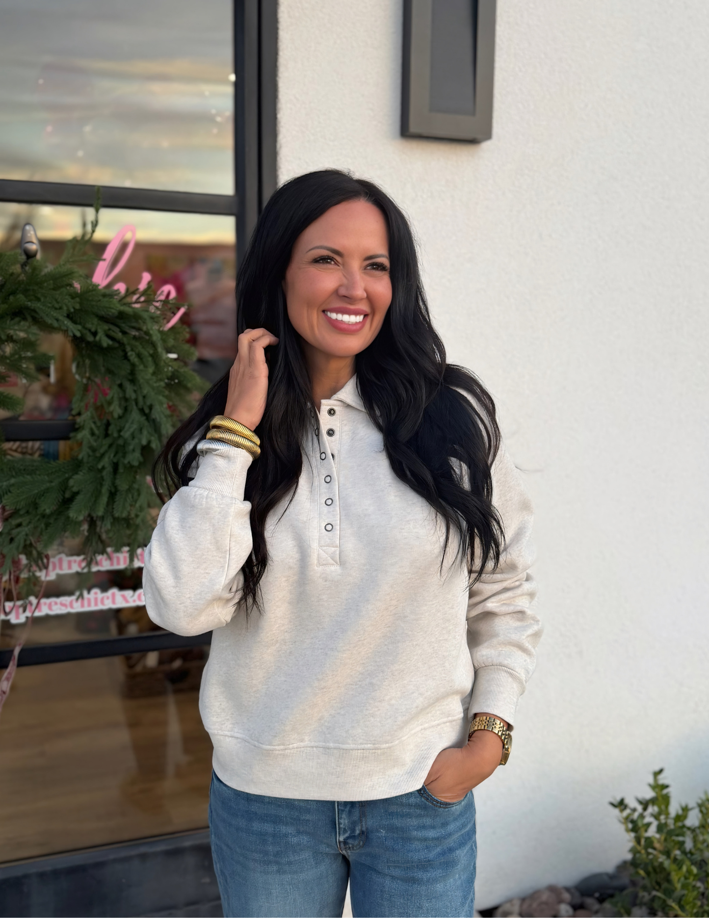 Priscilla Top- Heather Oatmeal