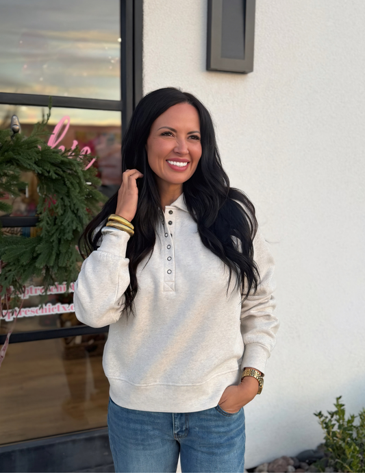 Priscilla Top- Heather Oatmeal