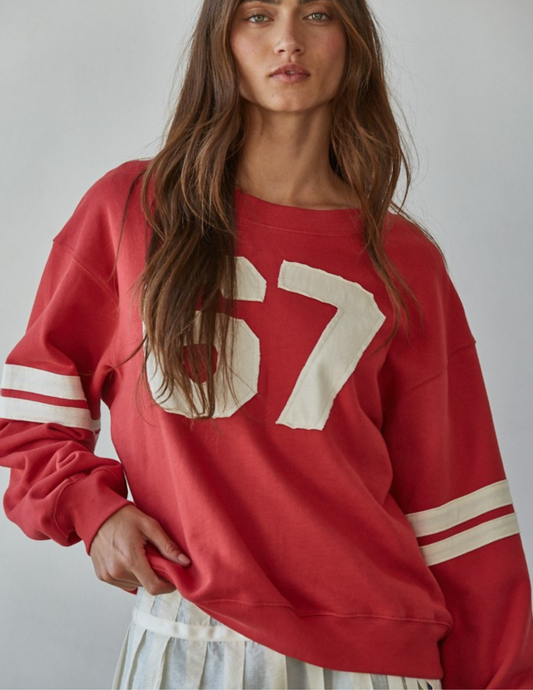 Varsity 67 Pullover- Dusty Red
