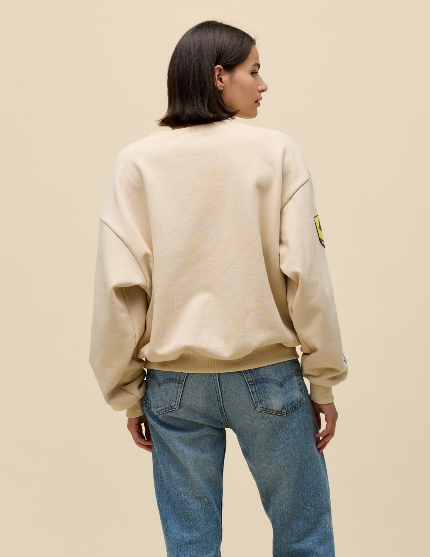 Western Patches Oversized Crew Sweatshirt