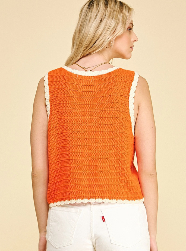 Crochet Knit Tank- Orange