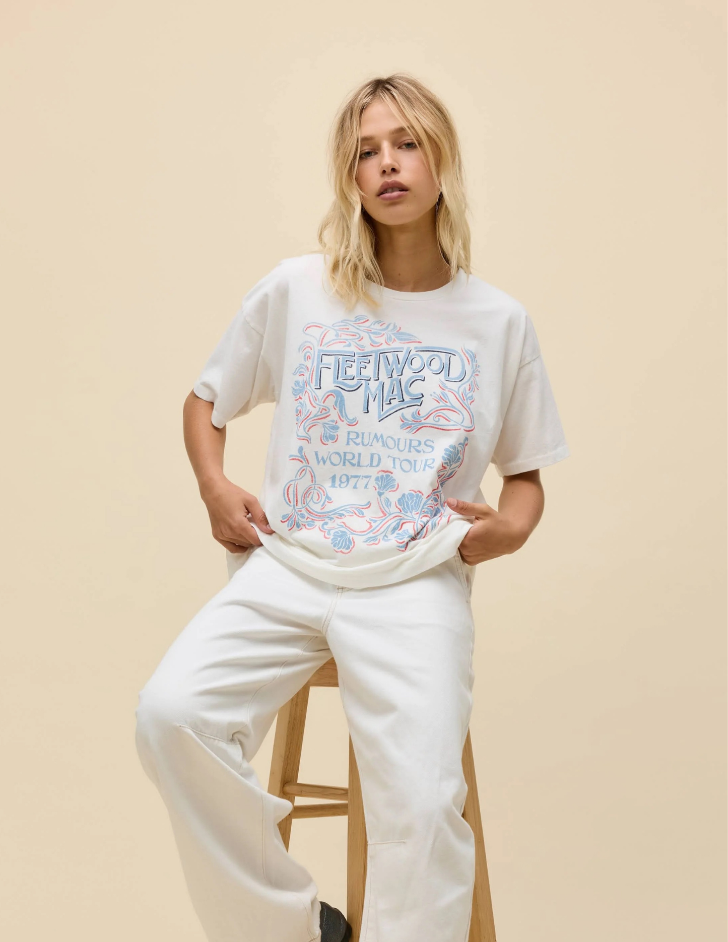 Fleetwood Mac World Tour '77 Merch Tee- Vintage White