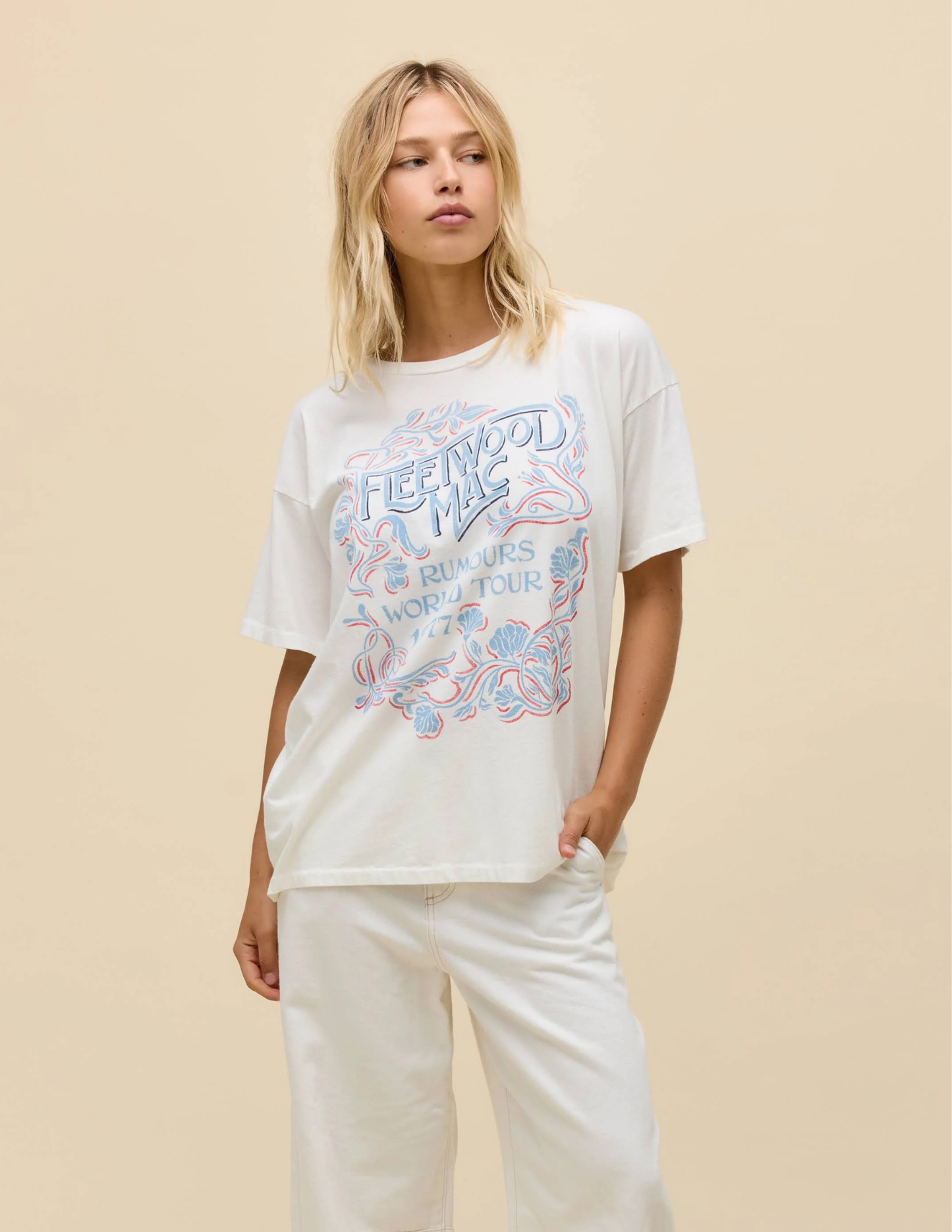 Fleetwood Mac World Tour '77 Merch Tee- Vintage White