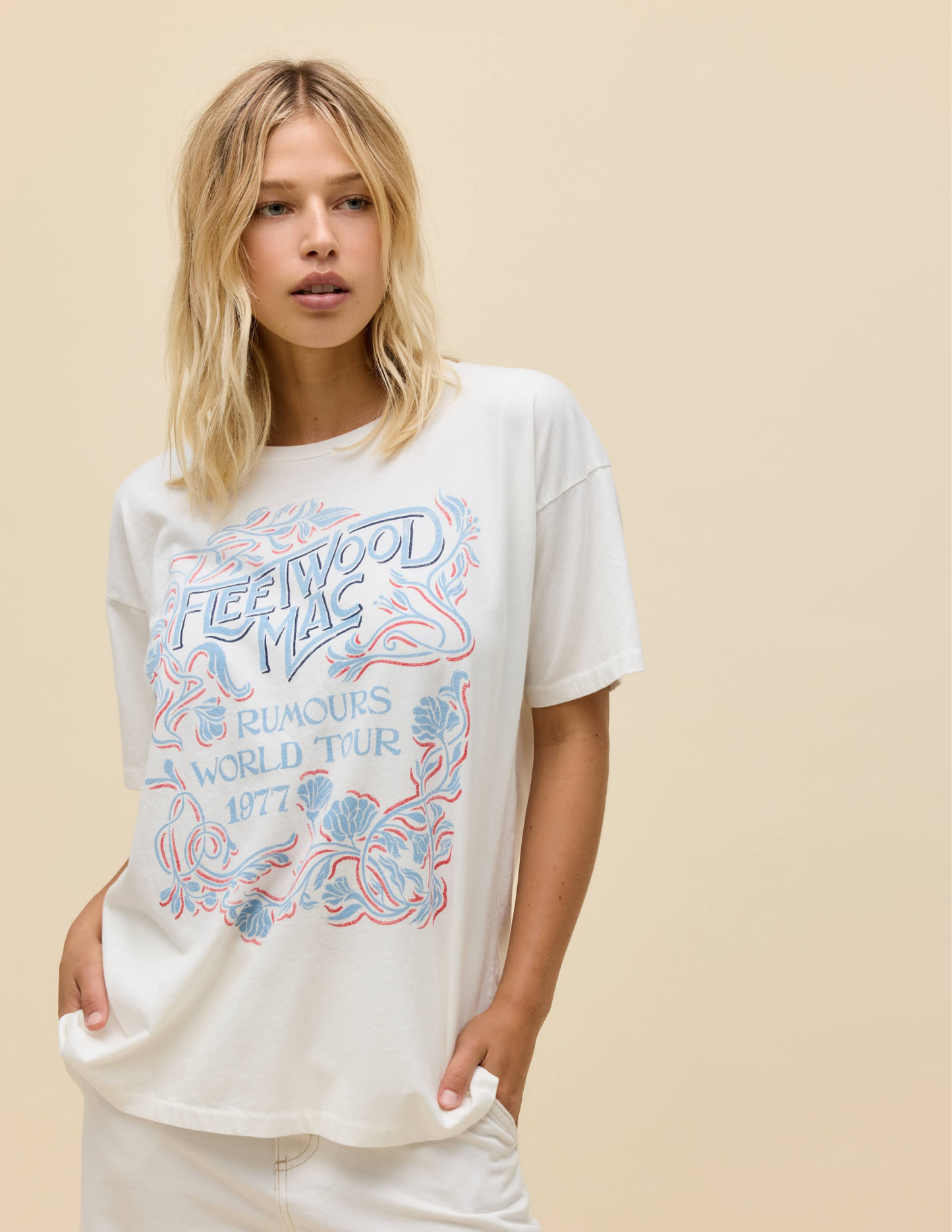 Fleetwood Mac World Tour '77 Merch Tee- Vintage White