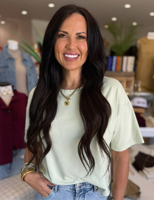 Macie Fog Green Tee - Tres Chic Boutique