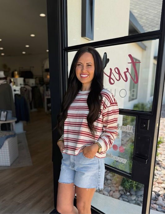 Post Play Striped Long Sleeve - Tres Chic Boutique