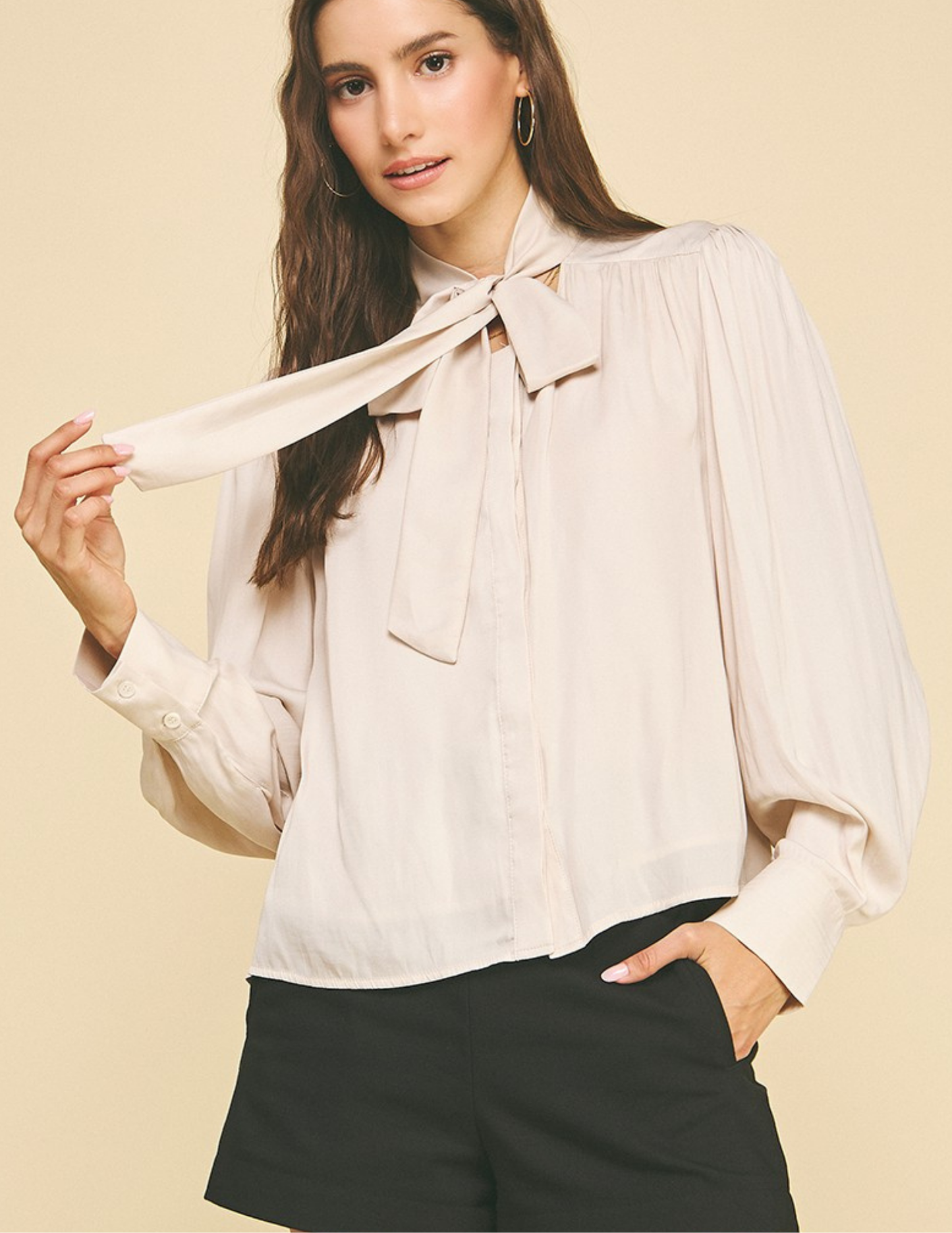 All Business Button Down Top- Oat