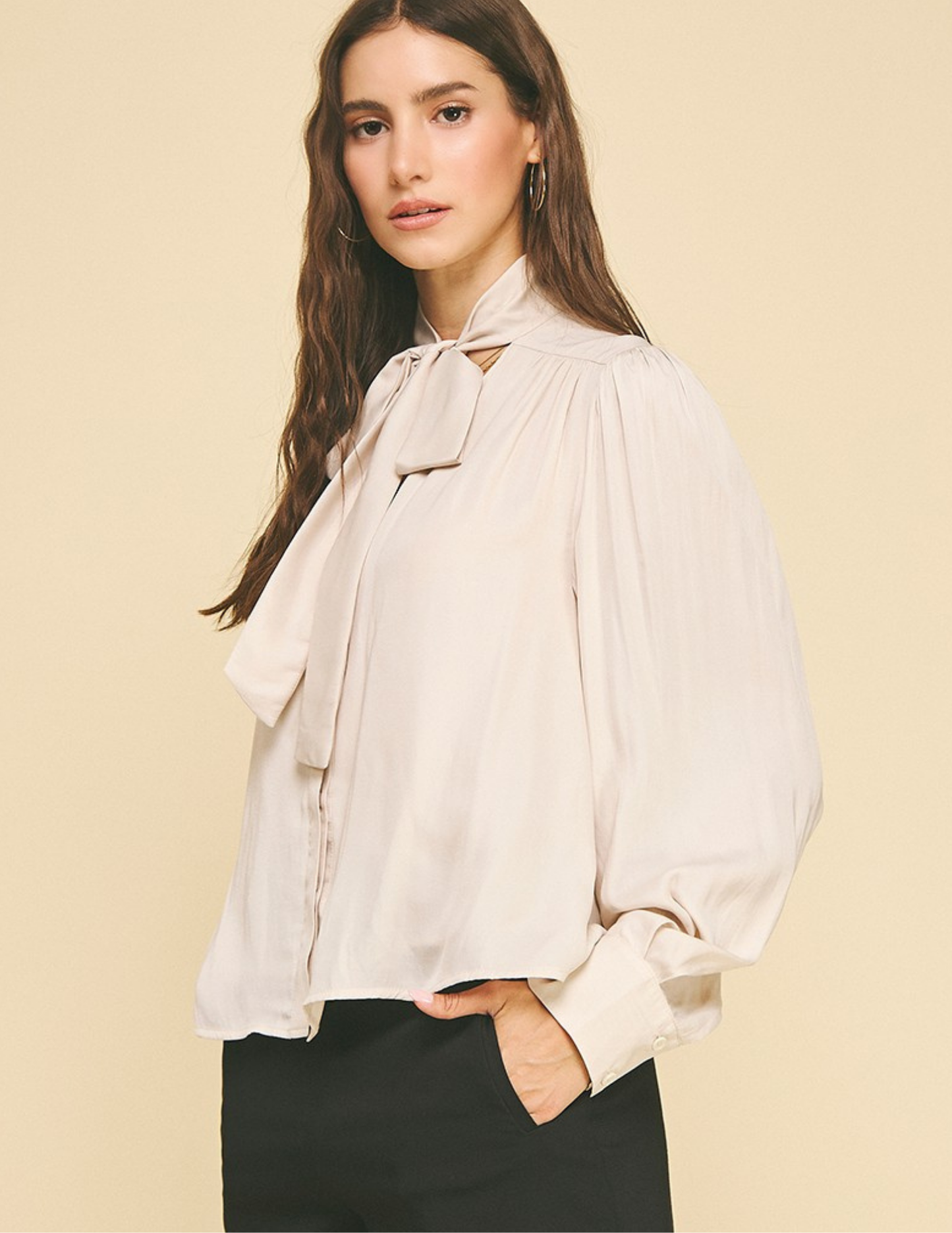 All Business Button Down Top- Oat