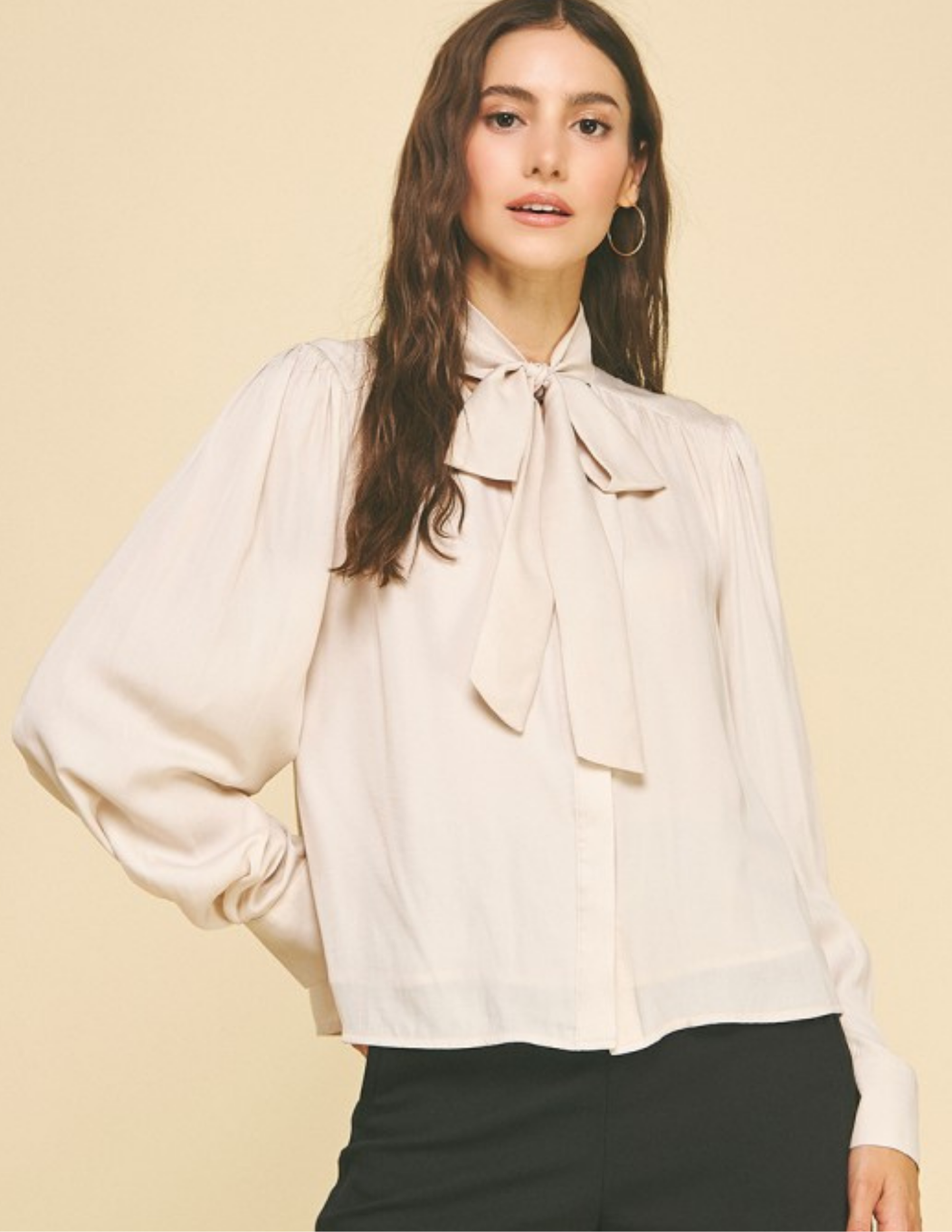 All Business Button Down Top- Oat