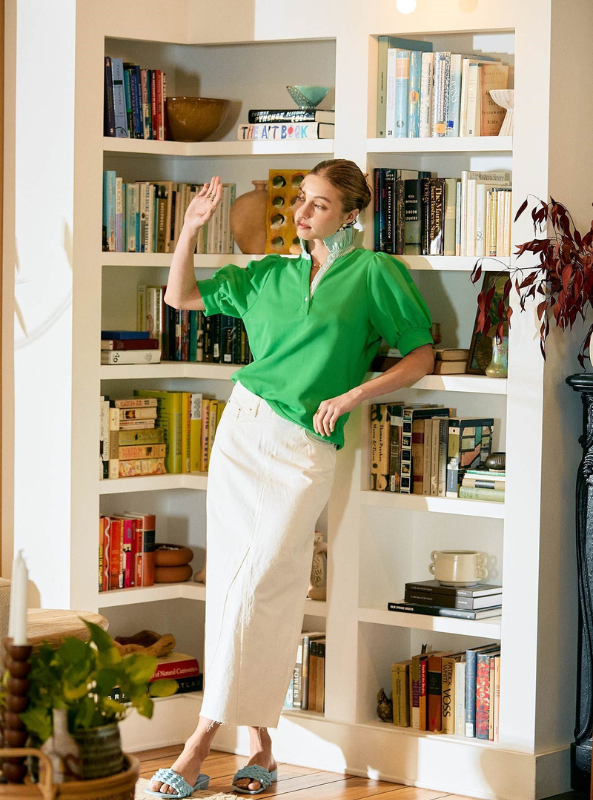 Apple Green Ruffled Neck Top