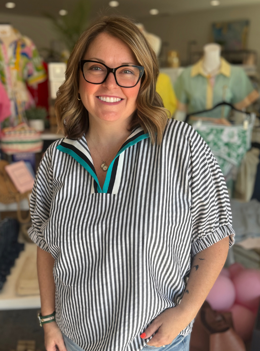 Black Striped Dolman Top - Tres Chic Boutique