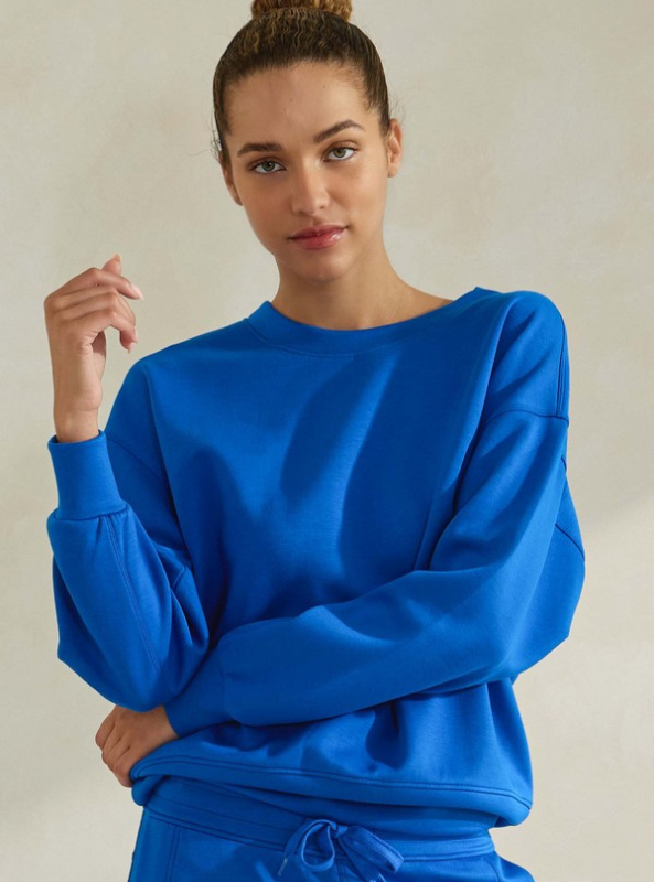 Blue Scuba Sweatshirt - Tres Chic Boutique