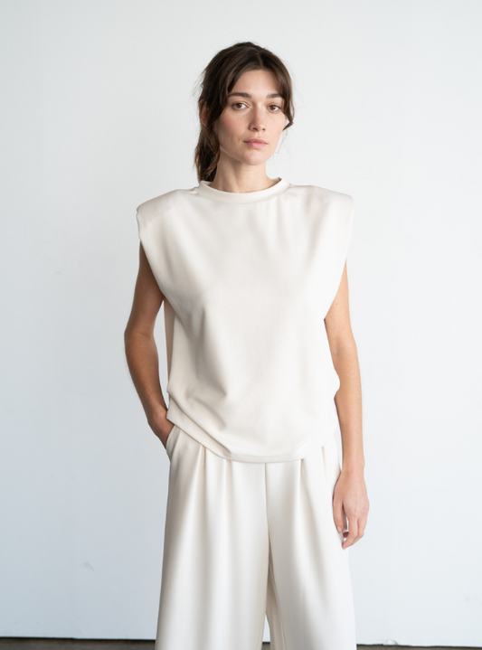 Bold-Shoulder Sleeveless Top