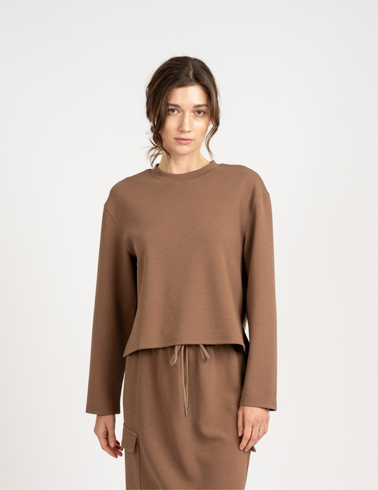 Camel Crew Neck Top