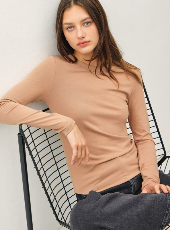 Camel Knit Long Sleeve Top - Tres Chic Boutique