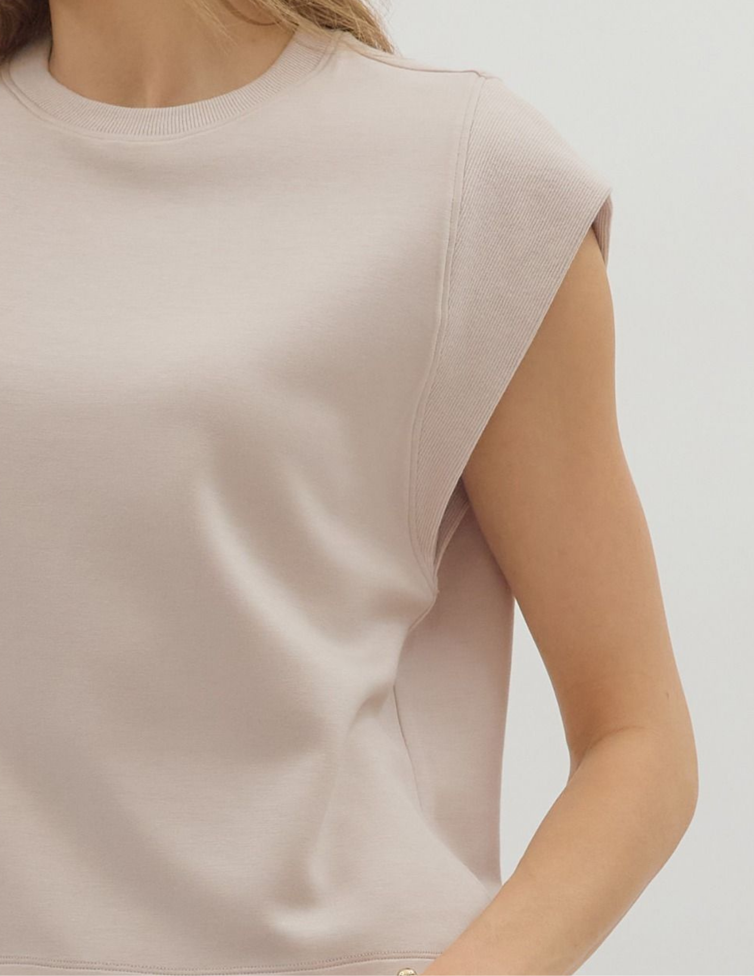 Carmen Cap Sleeve Top- Almond - Tres Chic Boutique