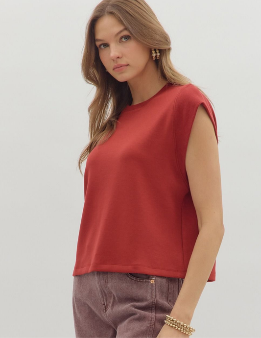 Carmen Cap Sleeve Top- Brick - Tres Chic Boutique
