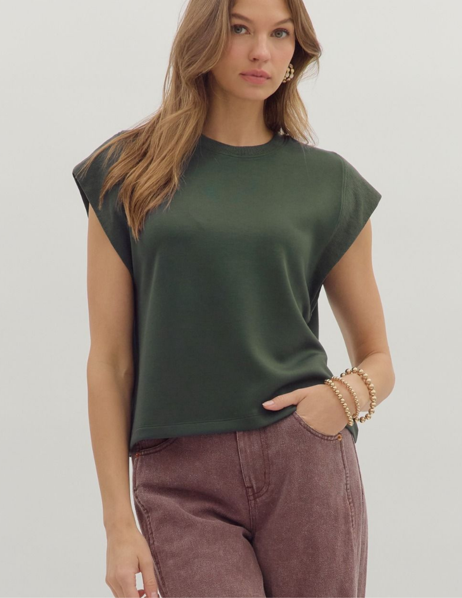 Carmen Cap Sleeve Top- Forest - Tres Chic Boutique