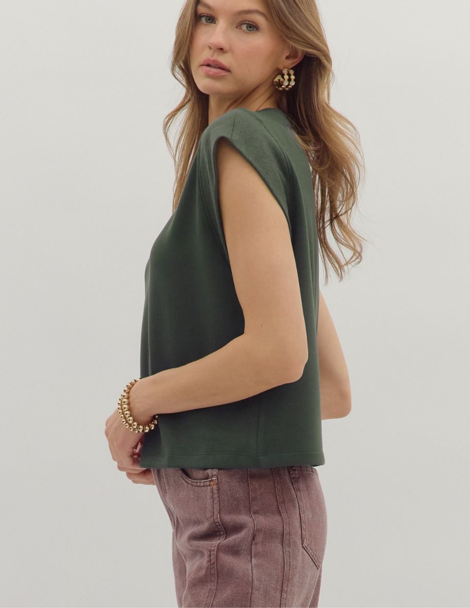 Carmen Cap Sleeve Top- Forest - Tres Chic Boutique