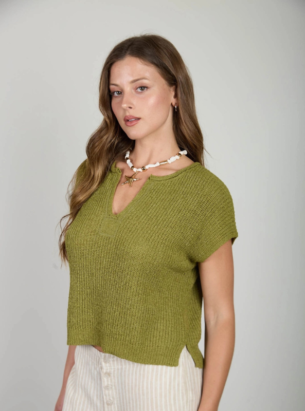 Cleo Knit Top- Kiwi