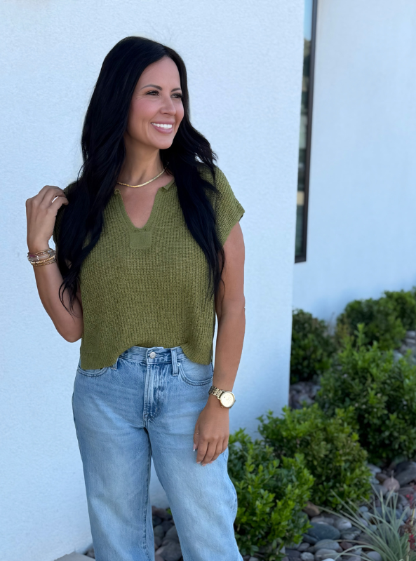 Cleo Knit Top- Kiwi