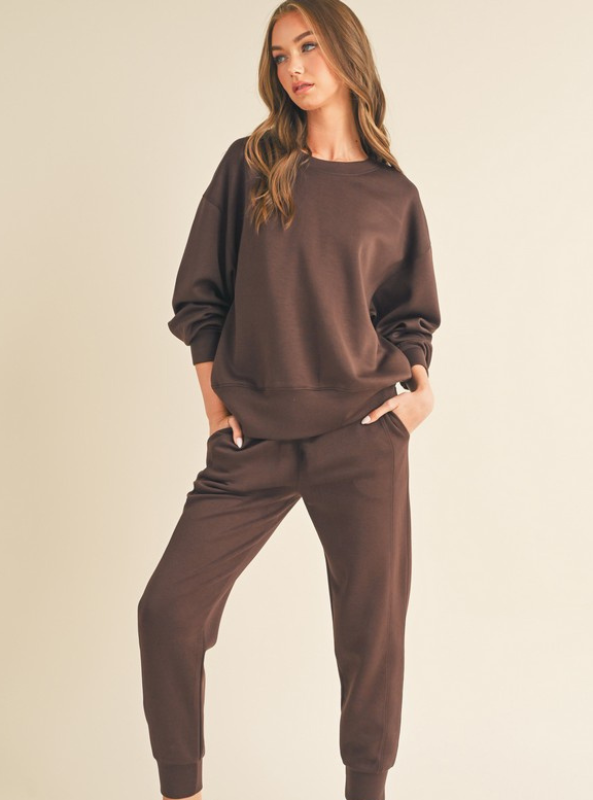 Coffee Scuba Sweatshirt - Tres Chic Boutique