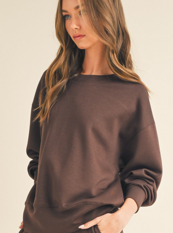 Coffee Scuba Sweatshirt - Tres Chic Boutique