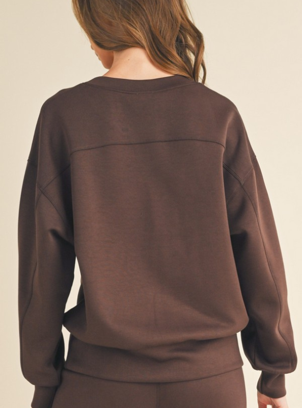 Coffee Scuba Sweatshirt - Tres Chic Boutique