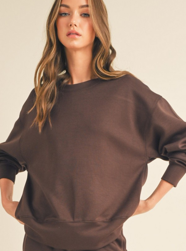 Coffee Scuba Sweatshirt - Tres Chic Boutique