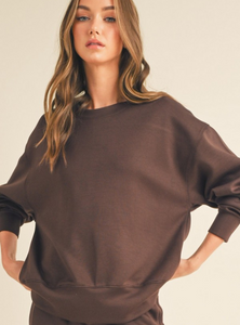 Coffee Scuba Sweatshirt - Tres Chic Boutique