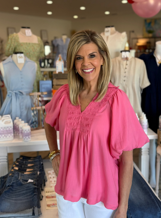 Coral Pink Top - Tres Chic Boutique