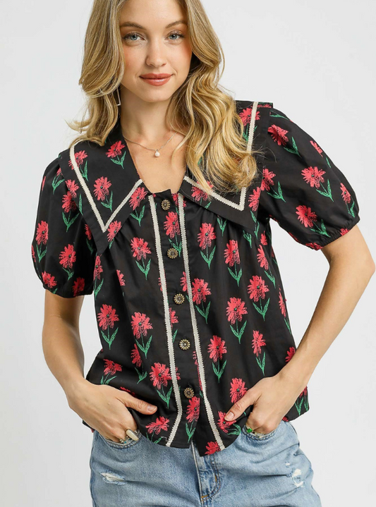 Floral Puff Sleeve Blouse