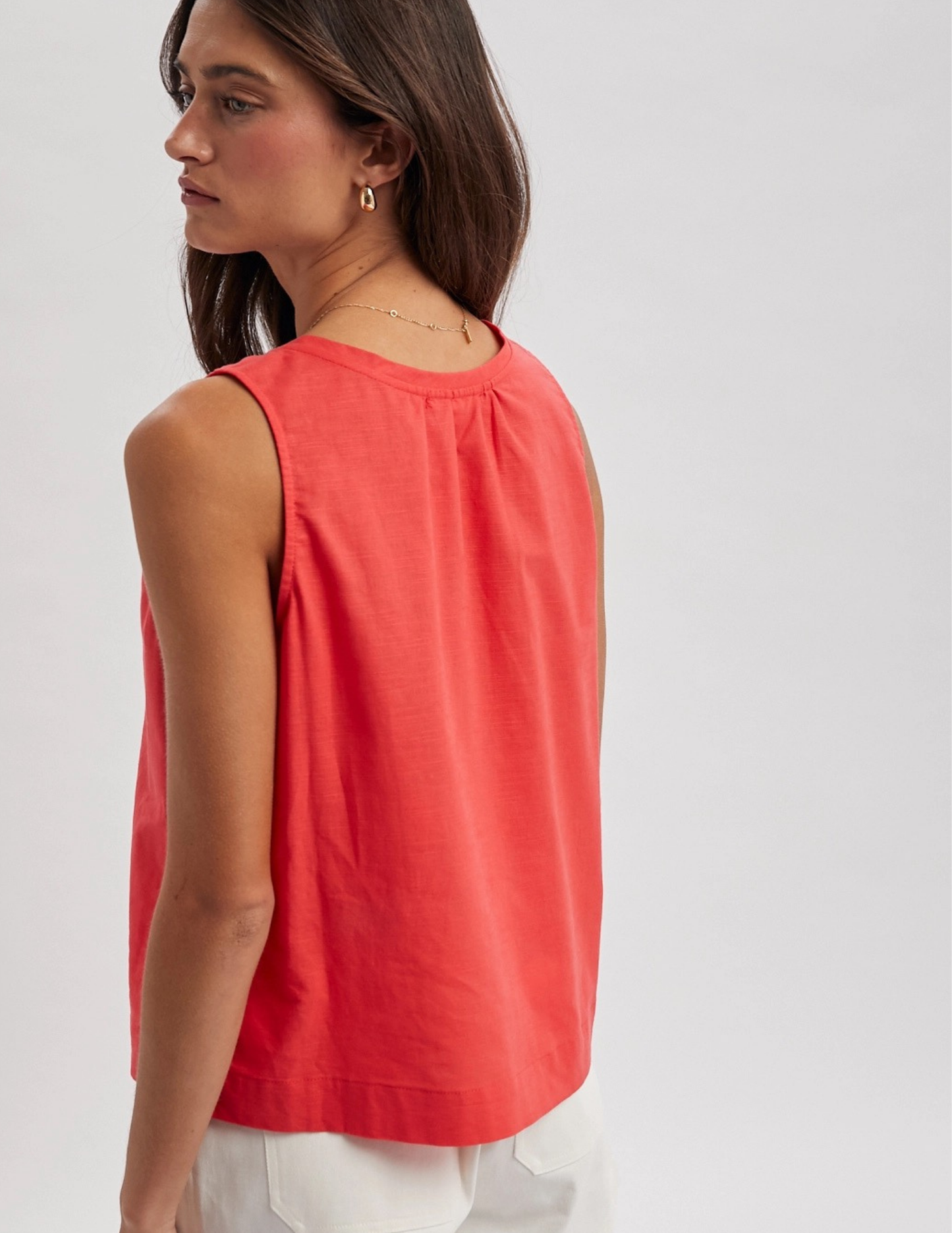 Front Tie Button-Up Top- Paprika