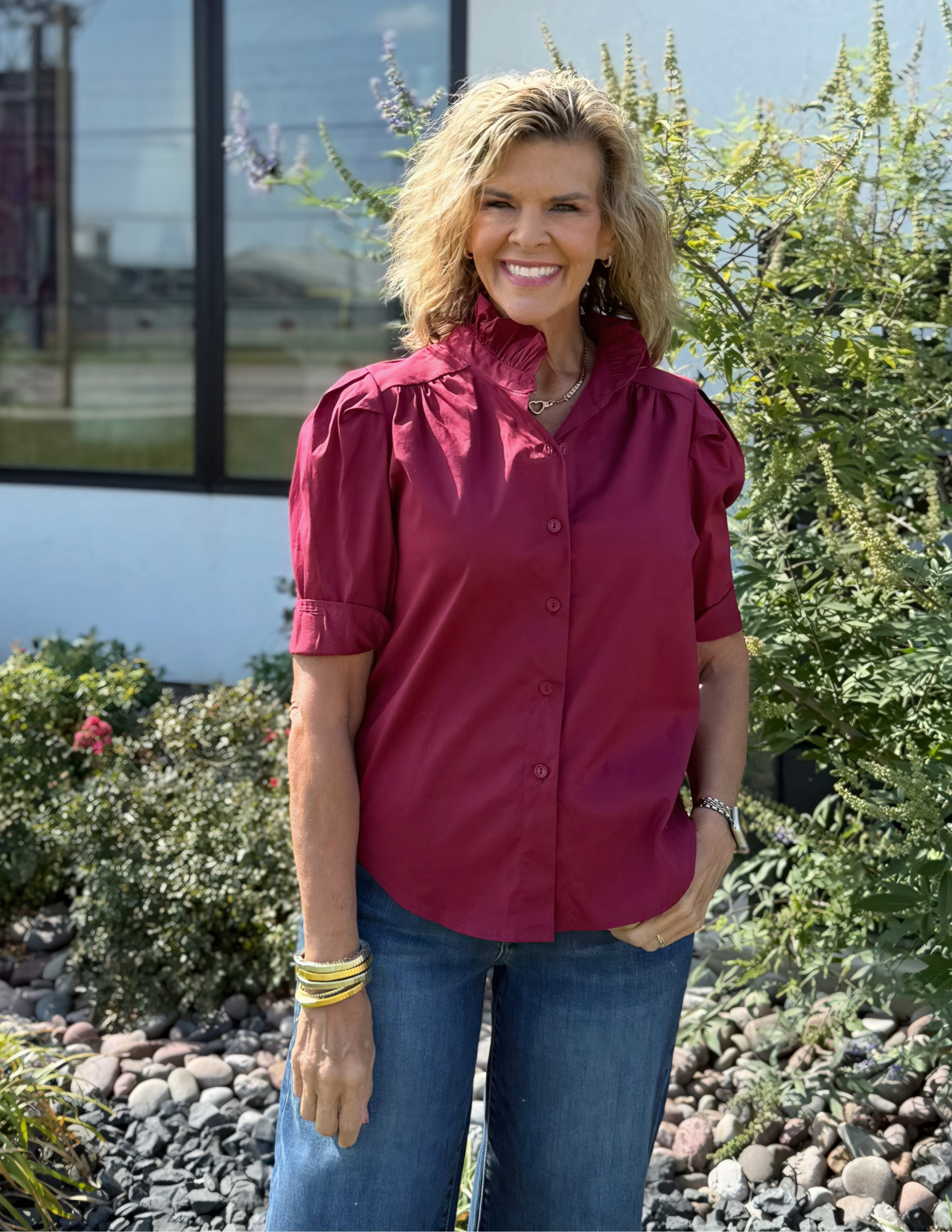 Jodie Burgundy Top - Tres Chic Boutique