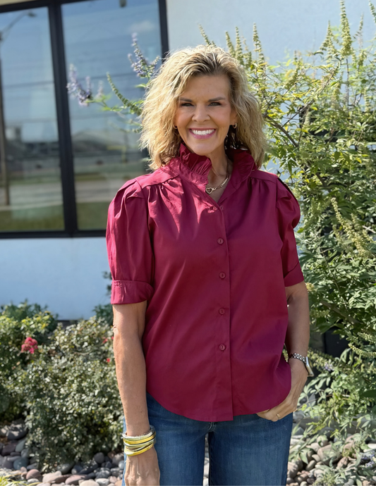 Jodie Burgundy Top - Tres Chic Boutique