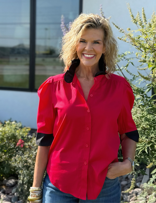 Jodie Red Top - Tres Chic Boutique