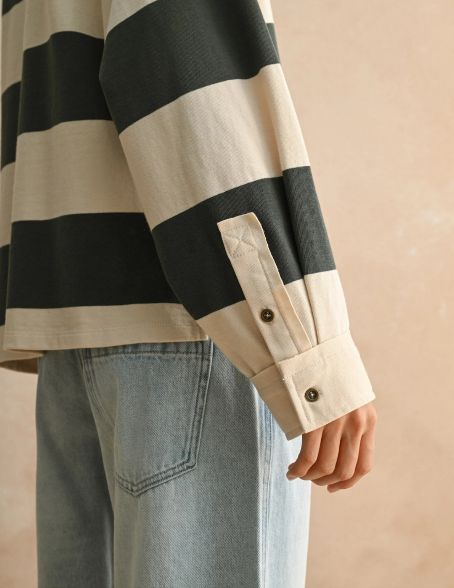 Rugby Long Sleeve Top- Olive/ Beige