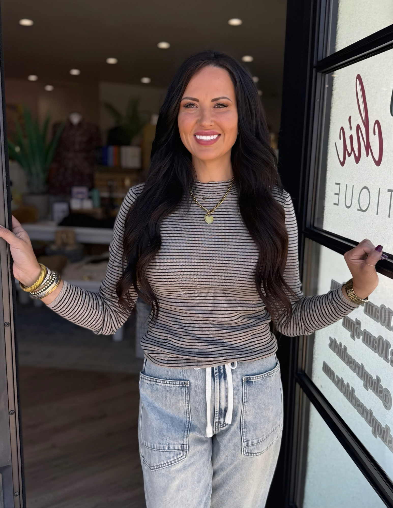 Moulin Mock Long Sleeve- Taupe/ Black - Tres Chic Boutique