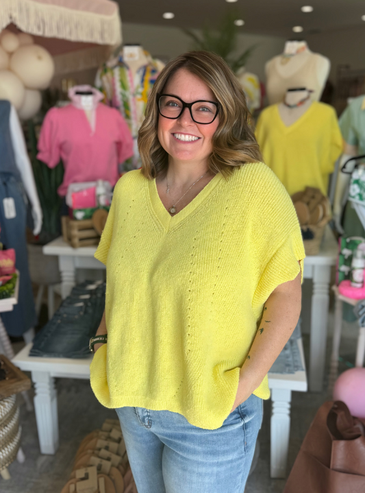 Neon Yellow Summer Sweater - Tres Chic Boutique