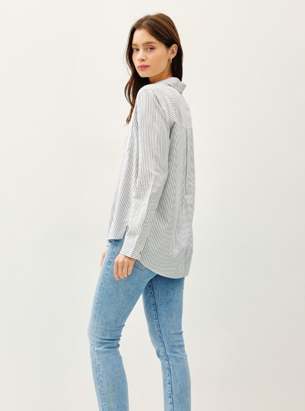 Pinstripe Cotton Button Up Shirt
