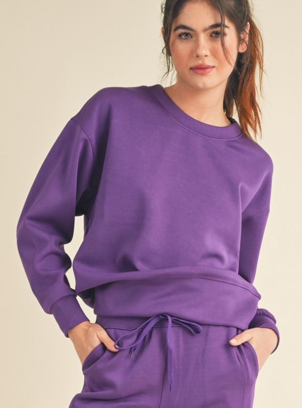 Purple Scuba Sweatshirt - Tres Chic Boutique