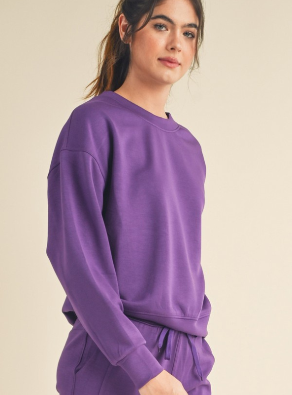 Purple Scuba Sweatshirt - Tres Chic Boutique