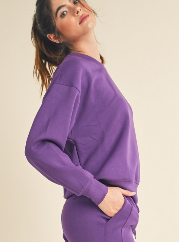 Purple Scuba Sweatshirt - Tres Chic Boutique