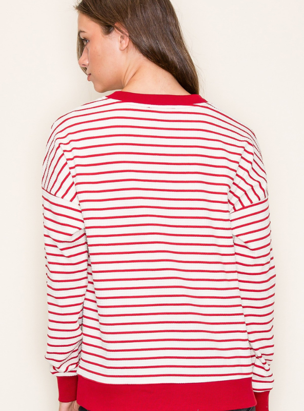 Red Crew Neck Top - Tres Chic Boutique