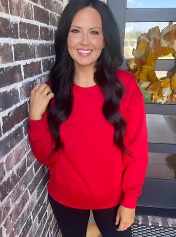 Red Scuba Sweatshirt - Tres Chic Boutique