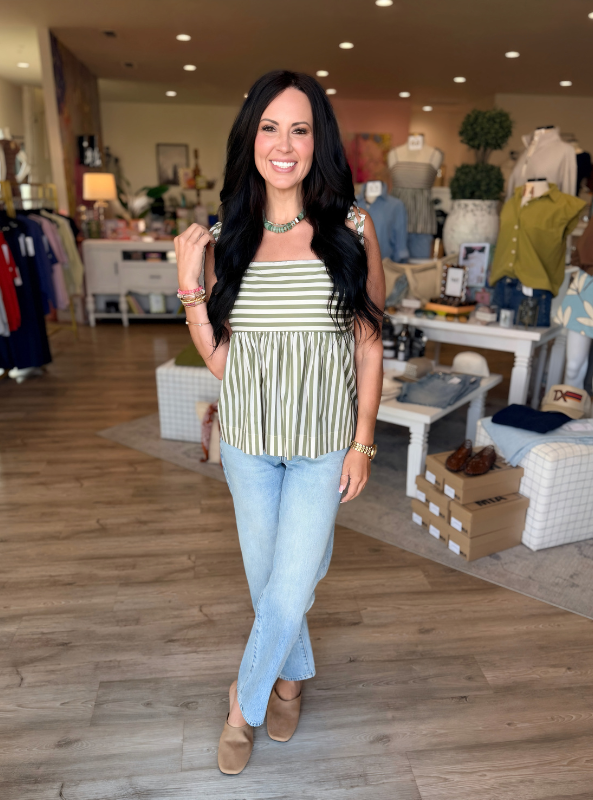 Savannah Peplum Top- Olive