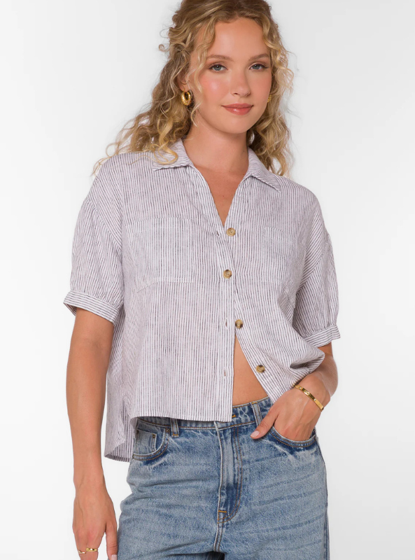 Selena Black Stripe Top