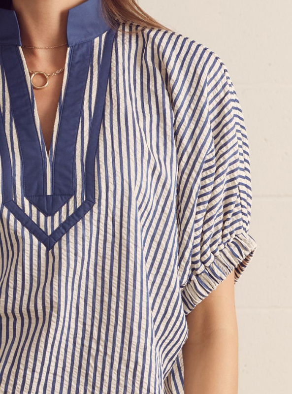 Striped Dolman Sleeve Top- Indigo