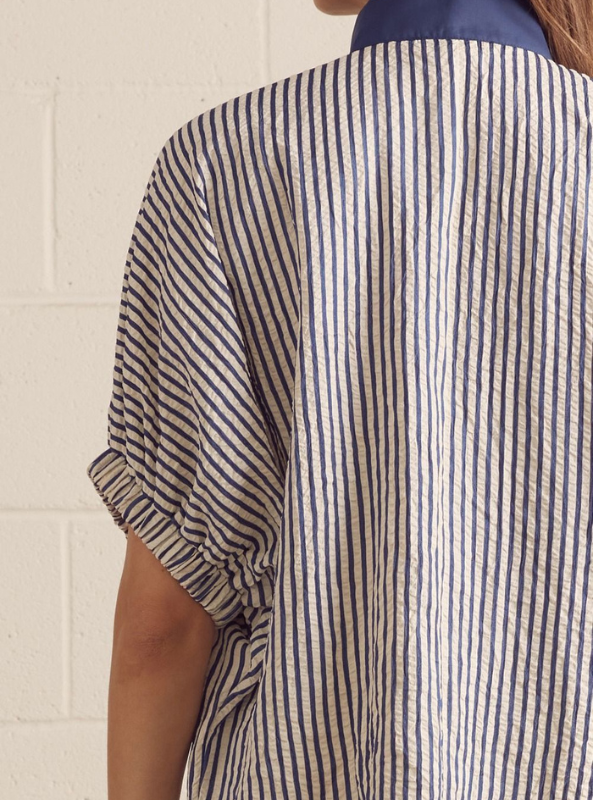Striped Dolman Sleeve Top- Indigo